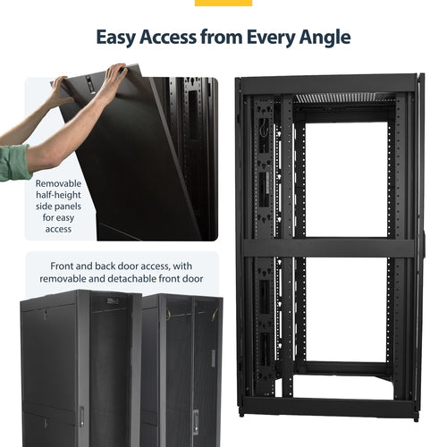 StarTech.com 42U Enterprise-Grade Server Rack Cabinet Kit, 19in Enclosed 4-Post Rack with Built-in Cable Management, 35in (89cm) Mounting Depth, 3307lb (1500kg) Capacity