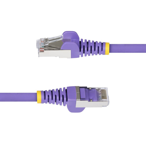 StarTech.com 1ft Purple CAT6a Ethernet Cable, Snagless RJ45, 10GbE, 100W PoE++, S/FTP, LSZH, 27AWG Pure Bare Copper Wire, 500MHz, Shielded Network Patch Cord w/Strain Reliefs, Individually Tested/ETL Verified