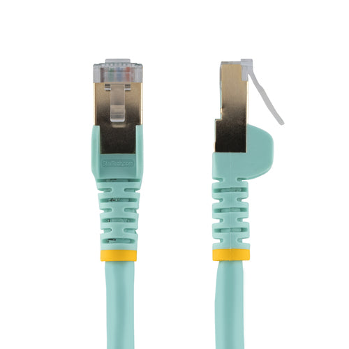 StarTech.com 2ft CAT6a Ethernet Cable - 10 Gigabit Shielded Snagless RJ45 100W PoE Patch Cord - 10GbE STP Network Cable w/Strain Relief - Aqua Individually Tested/Wiring is UL Certified/TIA