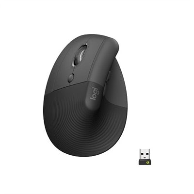 Logitech Lift Left Vertical Ergonomic Mouse  Left-Handed  Wireless  Bluetooth or Logi Bolt USB  Quiet clicks  4 Buttons  Compatible with Windows/macOS/iPadOS  Laptop  PC  Graphite