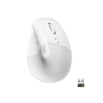 Logitech - Lift Vertical Wireless Ergonomic Mouse with 4 Customizable Buttons - Wireless - Off-White