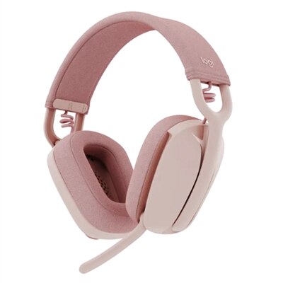 Logitech Zone Vibe 100 Lightweight Wireless Over Ear Headphones with Noise Canceling Microphone  Advanced Multipoint Bluetooth Headset  Works with Teams  Google Meet  Zoom  Mac/PC - Rose
