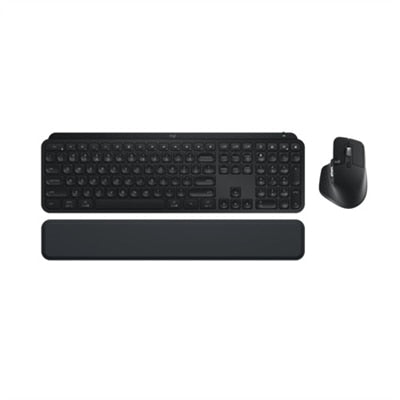 Logitech - MX Keys S Combo Advanced Full-size Wireless Scissor Keyboard and Mouse Bundle with Palm-rest - Black