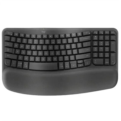 Logitech Wave Keys for Business  Wireless Ergonomic Keyboard with Cushioned Palm Rest  Secure Logi Bolt Technology  Bluetooth  Compatible with Windows/Mac/Chrome/Linux - Graphite