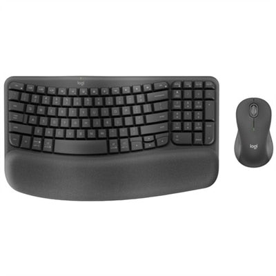 Logitech - Wave Keys MK670 Combo Ergonomic Wireless Keyboard and Mouse Bundle for Windows/Mac with Integrated Palm-rest - Graphite