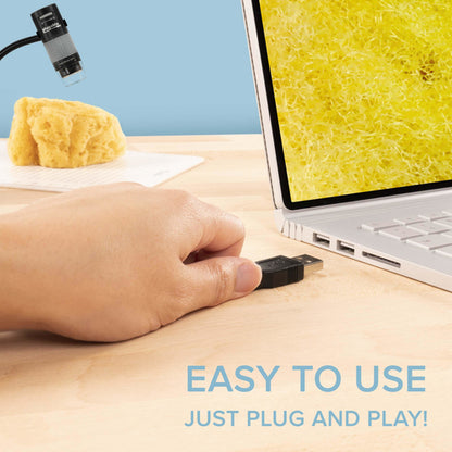 Plugable Technologies Digital Microscope with Flexible Arm Observation Stand Compatible with USB and USB-C Windows, macOS, ChromeOS, iPad (USB C), Android, Linux systems (2MP, 250x Magnification)