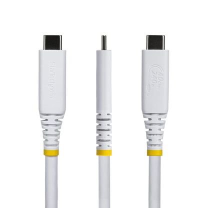 StarTech.com 3ft (91cm) USB4 Cable, 40Gbps, USB-IF Certified USB-C Cable, 240W PD, 8K 60Hz/4K 240Hz DP2.1 DP40, TPE Jacket, Thunderbolt 4 Compatible - White USB-C Cord
