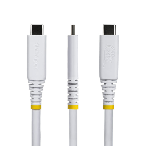 StarTech.com 50cm (1.6ft) USB4 Cable, 40Gbps, USB-IF Certified USB-C Cable, 240W PD, 8K 60Hz/4K 240Hz DP2.1 DP40, TPE Jacket, Thunderbolt 4 Compatible - White USB-C Cord