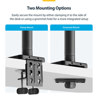 StarTech.com Monitor Desk Mount for up to 49in 32:9 Ultrawide Curved Screens, Mechanical Spring Arm, C-Clamp/Grommet, Tool-Less Adjustment, Max 44lb/20kg