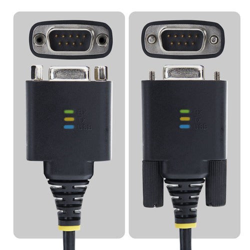 StarTech.com 1ft (30cm) USB-C to Serial Adapter Cable, COM Retention, FTDI Chipset, Type-C to Male DB9 RS232, Status LEDs, Interchangeable DB9 Screws and Nuts