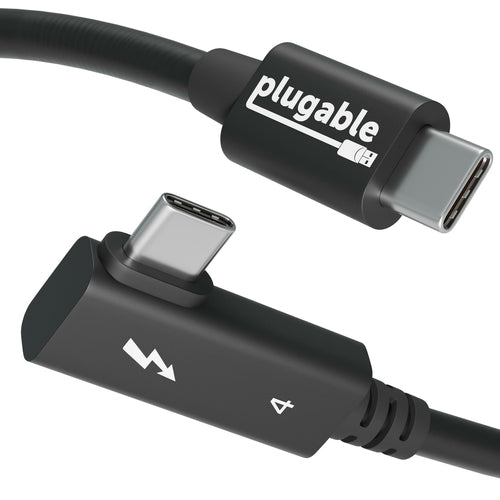 Plugable Technologies Thunderbolt 4 Cable Right Angle 40Gbps with 240W EPR Charging, 8K Display, Intel Certified 2.6 Feet (80CM) Compatible with USB4, Thunderbolt 3, USB C, iPad, MacBook, Windows (TBT4-240W-80CMR)