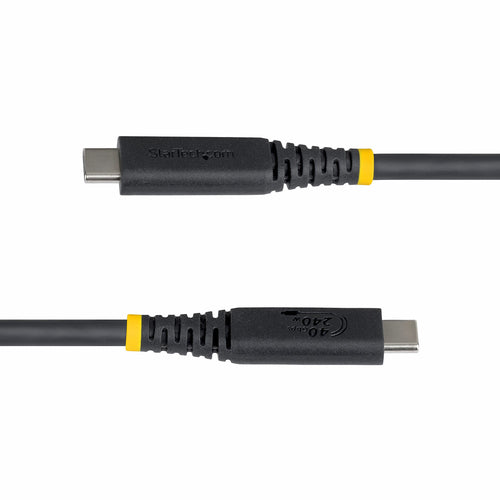 StarTech.com 50cm (1.6ft) USB4 Cable, 40Gbps, USB-IF Certified USB-C Cable, 240W PD, 8K 60Hz/4K 240Hz DP2.1 DP40, TPE Jacket, Thunderbolt 4 Compatible - Black USB-C Cord