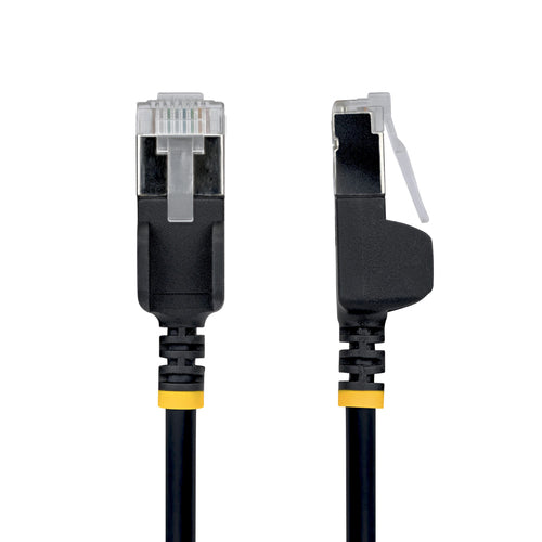 StarTech.com 1ft Black Ultra Slim Cat6A Ethernet Cable, Snagless, FTP, Pure Bare Copper Wire, 34AWG Slim RJ45 Network Patch Cord, Individually Tested