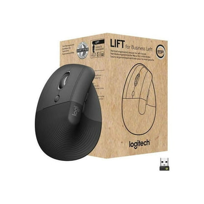 Logitech Lift for Business Left  Vertical Ergonomic Mouse - Left-Handed  Wireless  Bluetooth or Secured Logi Bolt USB  Quiet clicks  Globally Certified  Windows/Mac/Chrome/Linux - Graphite