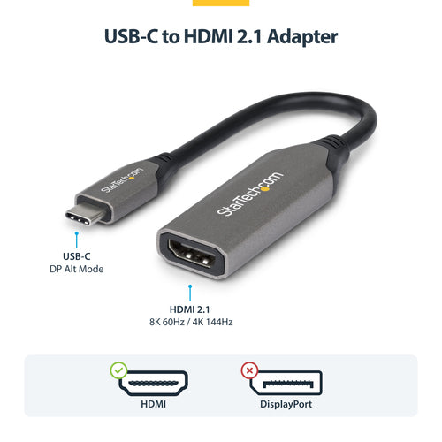 StarTech.com 112B-USBC-HDMI21 video cable adapter 0.2 m USB Type-C HDMI Type A (Standard) Grey
