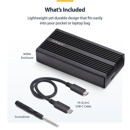 StarTech.com USB4 M.2 NVMe Enclosure, 40Gbps, External USB-C/Thunderbolt NVMe SSD Enclosure, Aluminum Heatsink Case, B+M/M-Key