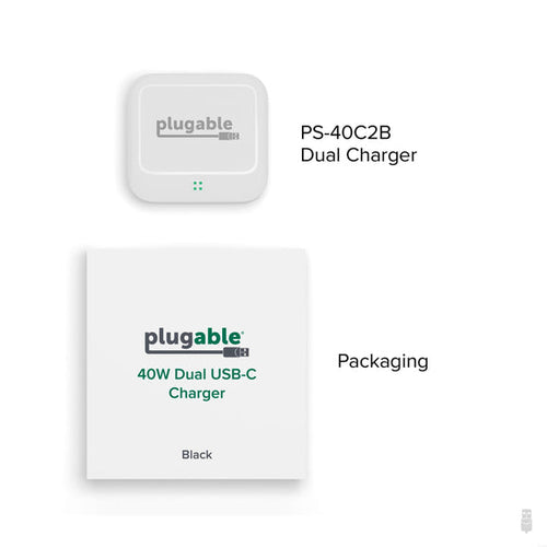 Plugable Technologies PS-40C2W mobile device charger Universal White AC Fast charging Indoor