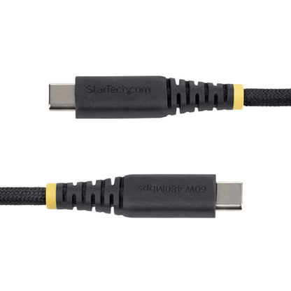 StarTech.com 1ft (30cm) USB-C Charging Cable, 60W (3A) PD, Dual-Layer Braided Nylon/TPE Jacket, Rugged USB C Charging Cord, USB 2.0 Laptop Charger Cable