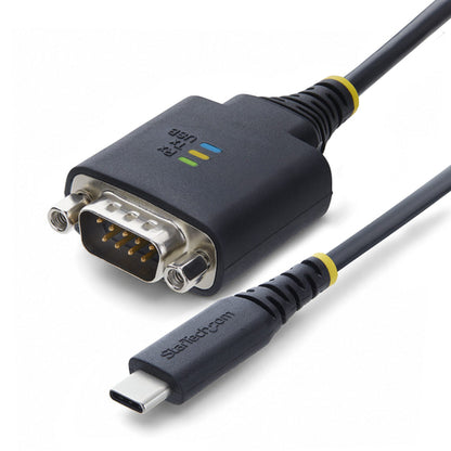 StarTech.com 1ft (30cm) USB-C to Serial Adapter Cable, COM Retention, FTDI Chipset, Type-C to Male DB9 RS232, Status LEDs, Interchangeable DB9 Screws and Nuts