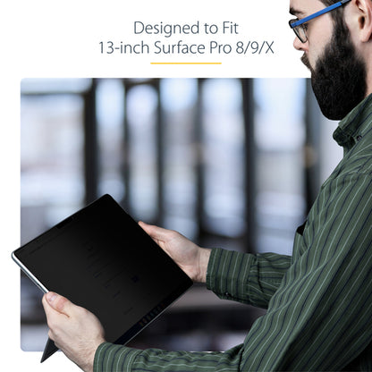 StarTech.com 4-Way Privacy Screen For 13-inch Surface Pro 8/9/X/11 Laptop, Portrait/Landscape Modes, Touch-Enabled, +/- 30 Deg. View, Blocks up to 51% Blue Light, Anti-Glare