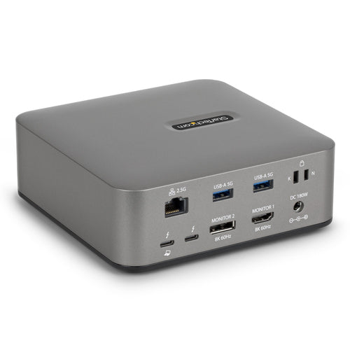 StarTech.com Thunderbolt 5/4 & USB4 Universal Dock, Multi-Display, Up to 8K 60Hz, 140W Charging, 30W PD Phone Charging, USB 10G, 2.5G LAN, 180W Adapter Included