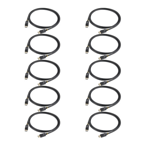StarTech.com 10ft (3m) VESA Certified DisplayPort Cable - 10 Pack - DisplayPort 1.2 Cord with Latches, 4K 60Hz UHD, DP to DP Cable for Monitor, Latching DP Connectors