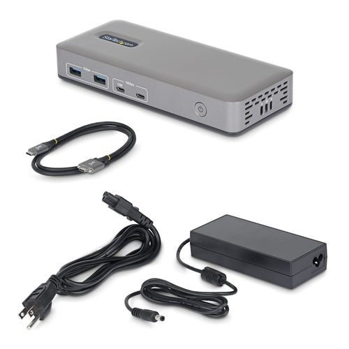 StarTech.com Dual-Monitor USB-C Docking Station, DisplayPort, 4K 60Hz, 100W Laptop Charging, 1GbE, Driverless, Multi-Monitor Dock For Windows