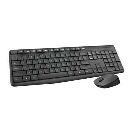 Logitech® MK235 Wireless Straight Full-Size Keyboard & Ambidextrous Optical Mouse  Black