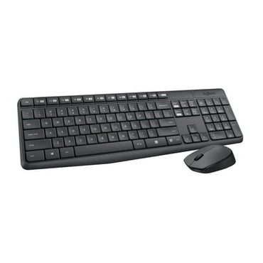 Logitech® MK235 Wireless Straight Full-Size Keyboard & Ambidextrous Optical Mouse  Black