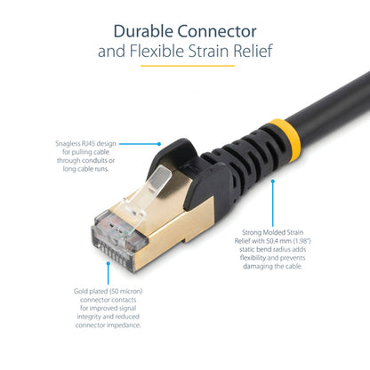 StarTech.com 7ft CAT6a Ethernet Cable - 10 Gigabit Shielded Snagless RJ45 100W PoE Patch Cord - 10GbE STP Network Cable w/Strain Relief - Black Individually Tested/Wiring is UL Certified/TIA