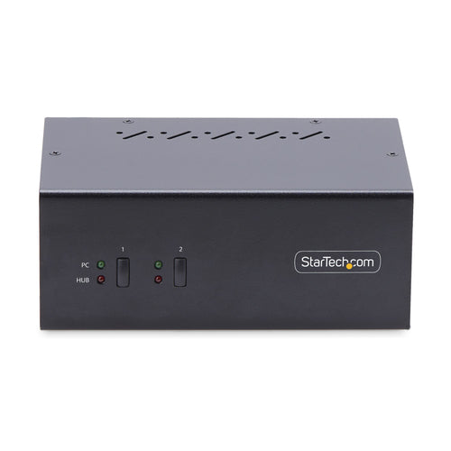 StarTech.com 2-Port Dual-Monitor DisplayPort KVM Switch, 4K 60Hz, 2x USB 5Gbps Hub Ports, 2x USB 2.0 HID Ports, Hotkey and Push-Button Switching, TAA Compliant - 3.5mm Audio, HDCP