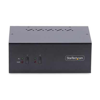 StarTech.com 2-Port Dual-Monitor DisplayPort KVM Switch, 4K 60Hz, 2x USB 5Gbps Hub Ports, 2x USB 2.0 HID Ports, Hotkey and Push-Button Switching, TAA Compliant - 3.5mm Audio, HDCP
