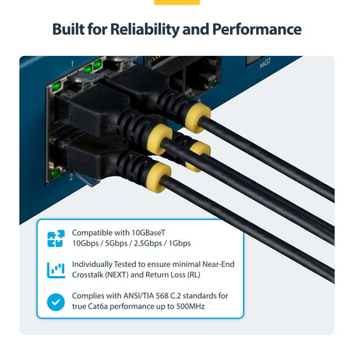 StarTech.com 4ft Black Ultra Slim Cat6A Ethernet Cable, UTP, Pure Bare Copper Wire, 34AWG Slim RJ45 Network Patch Cord, Individually Tested