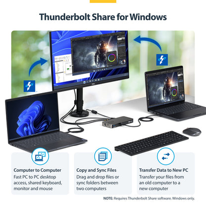StarTech.com 4-Port Thunderbolt™ 5 Hub with Thunderbolt™ Share KVM, 80/120Gbps, 8K 60Hz or 4K 144Hz, 140W PD, USB-A 10Gbps, TB4 & USB4, MacBook M5 Pro M5 Max