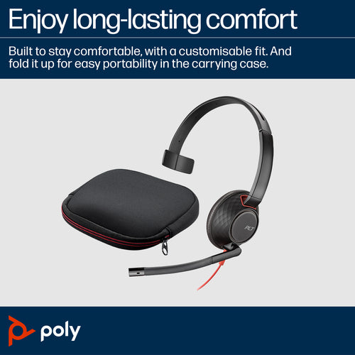 HP Poly Blackwire 5210 Monaural USB-C Headset +3.5mm Plug +USB-C/A Adapter (Bulk)