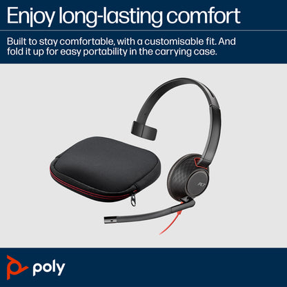 HP Poly Blackwire 5210 Monaural USB-C Headset +3.5mm Plug +USB-C/A Adapter (Bulk)