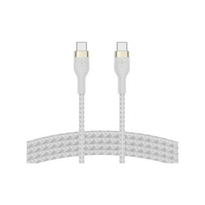Belkin BoostCharge Pro Flex Braided USB-C to USB-C Charger Cable (2M/6.6FT)  USB-IF Fast Charging Cable for iPhone 16 Series  MacBook Pro  iPad Pro  Galaxy S25  S24  Nintendo Switch 2 & More - White