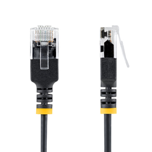 StarTech.com 10ft Black Ultra Slim Cat6A Ethernet Cable, UTP, Pure Bare Copper Wire, 34AWG Slim RJ45 Network Patch Cord, Individually Tested