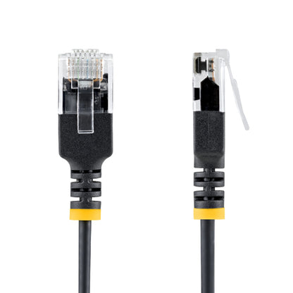 StarTech.com 7ft Black Ultra Slim Cat6A Ethernet Cable, UTP, Pure Bare Copper Wire, 34AWG Slim RJ45 Network Patch Cord, Individually Tested