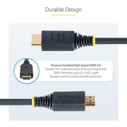 StarTech.com 15ft (4.5m) Premium Certified High Speed HDMI Cable, 4K 60Hz/1440p 144Hz, HDR10/HDCP 2.2/ARC, 18Gbps, UHD HDMI 2.0 Cord for TV/Monitor/Display, TPE Jacket