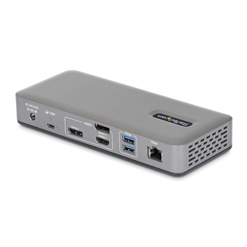 StarTech.com USB-C Docking Station Triple 4K Displays (2x 4K 60Hz, 1x 4K 30Hz), 100W Power Delivery, 6 USB Ports (10Gbps), Gigabit Ethernet, DisplayPort + HDMI, Driverless Windows Laptop Dock