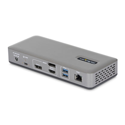 StarTech.com USB-C Docking Station Triple 4K Displays (2x 4K 60Hz, 1x 4K 30Hz), 100W Power Delivery, 6 USB Ports (10Gbps), Gigabit Ethernet, DisplayPort + HDMI, Driverless Windows Laptop Dock