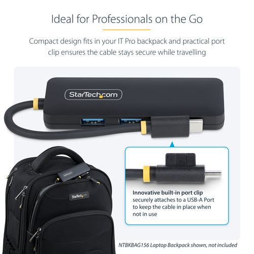 StarTech.com 4-Port USB-C Hub, 5Gbps, USB-C to 4x USB-A, Bus Powered, Small Travel Mini Hub, Multi-Port USB 3.0 Splitter, Portable Hub, Overcurrent Protection