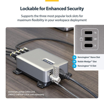 StarTech.com 4-Port Multi-Device USB-C Charger, 240W Total, Single Port 140W EPR, PD 3.1, Screw Locking Ports, Surface Mounting, Ideal for Boardrooms, 2x 10ft USB-C Side Locking 240W Cables Included