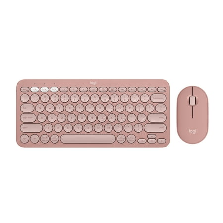Logitech - Pebble 2 Combo Compact Wireless Scissor Keyboard and Mouse Bundle for Windows, macOS, iPadOS, Chrome - Rose