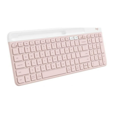 Logitech K585 Slim Multi-Device Wireless Keyboard - Wireless Connectivity - Bluetooth/RF - 2.40 GHz - Notebook  Smartphone - PC  Mac - AAA Battery Size Supported - Rose