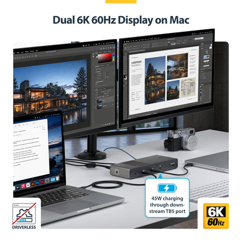StarTech.com Thunderbolt 5 Universal Docking Station for Mac & Windows with Quad Monitors, 140W Power Delivery, 120Gbps Bandwidth Boost, 2.5Gb Ethernet, USB-C & USB-A Ports