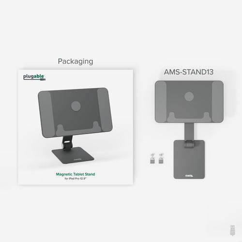 Plugable Technologies Magnetic Tablet Holder for MagSafe iPad Pro 12.9 Stand Portable Foldable 360° Rotating Stand (AMS-STAND13)