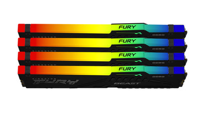 Kingston Technology FURY Beast 64GB 5200MT/s DDR5 CL40 DIMM (Kit of 4) RGB XMP