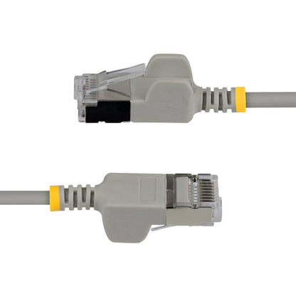 StarTech.com 2ft Gray Ultra Slim Cat6A Ethernet Cable, Snagless, FTP, Pure Bare Copper Wire, 34AWG Slim RJ45 Network Patch Cord, Individually Tested